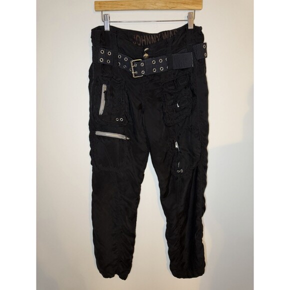 Johnny Was Pete & Greta Lightweight Cargo Pants Women’s Sz 4 Black With Belt - Picture 2 of 15